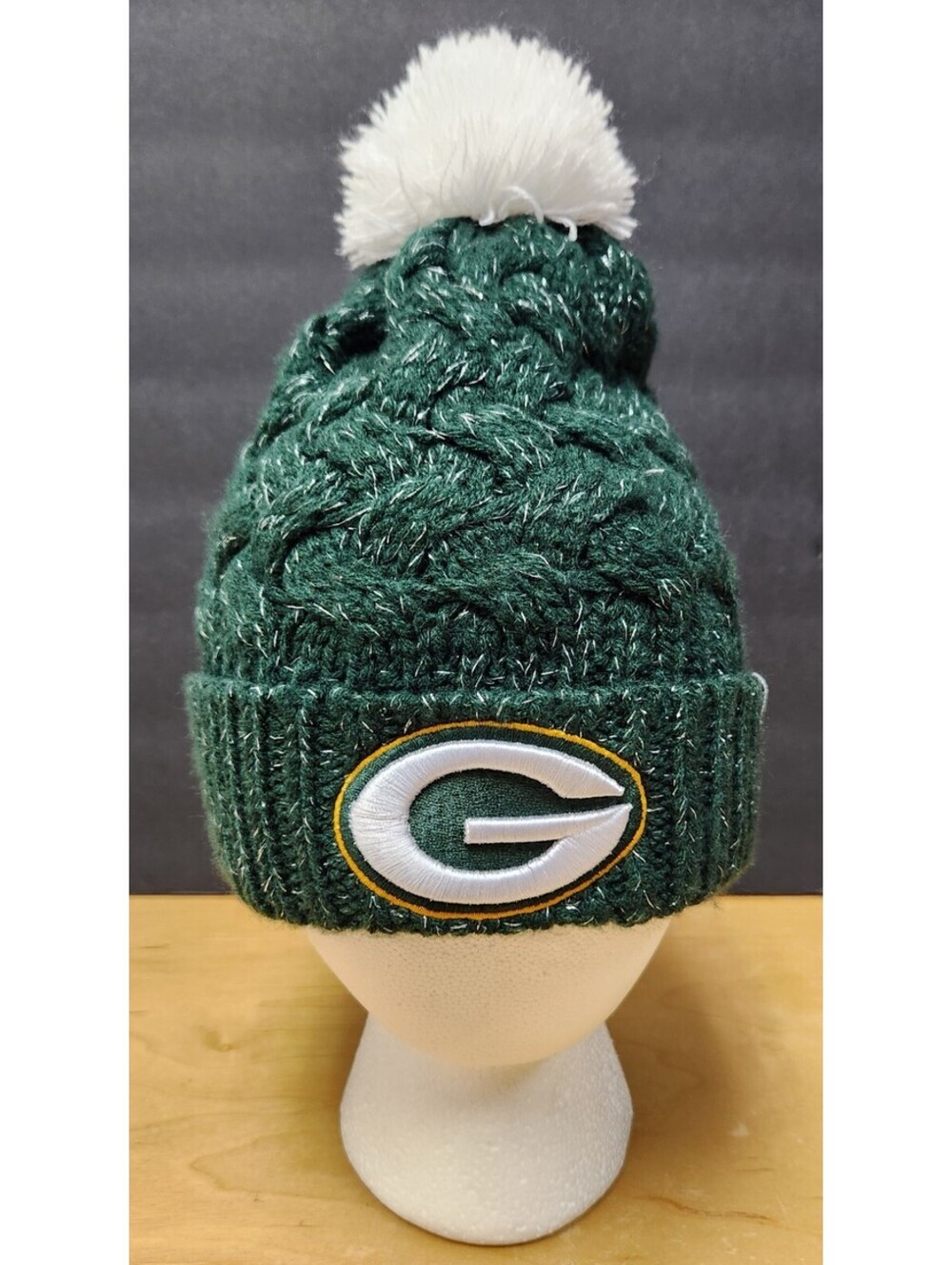 Green Bay Packers '47 Brand Women's Fiona Cuffed Knit Hat Pom Sparkle Green